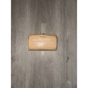 Miu Miu Croc Embossed Checkbook Wallet Cream Women’s